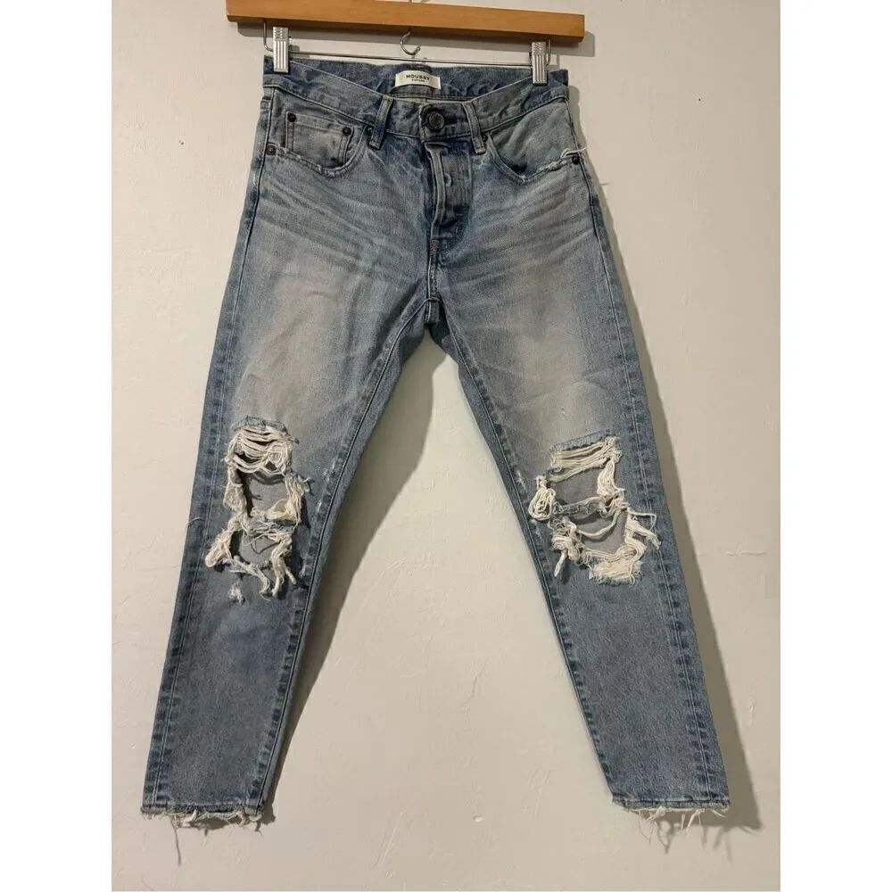 Moussy Vintage May distressed Tapered light wash jeans 26